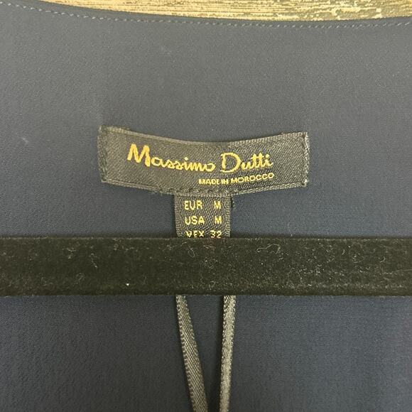 Massimo Dutti womens medium navy blue long sleeve blouse top New lightweight - Picture 3 of 8